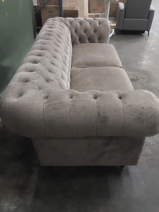 DESIGNER LAURA 3 SEATER CHESTERFIELD FABRIC UPHOLSTERED SOFA 