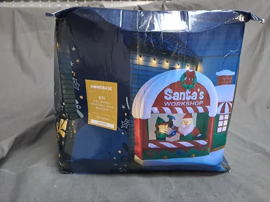 BOXED HOMEBASE 6FT INFLATABLE SANTA WORKSHOP