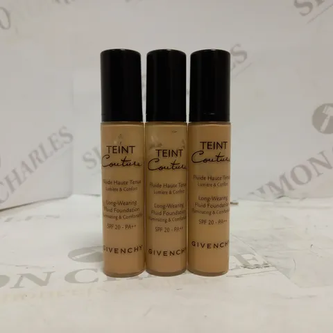 LOT OF 3 GIVENCHY TEINT COUTURE LONG WEARING FLUID FOUNDATION IN ELEGANT GOLD (3 X 10ML)