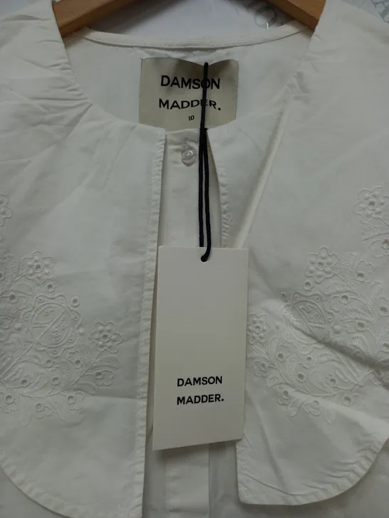 DAMSON MADDER ROMEO EMBROIDED BLOUSE IN WHITE - SIZE 10