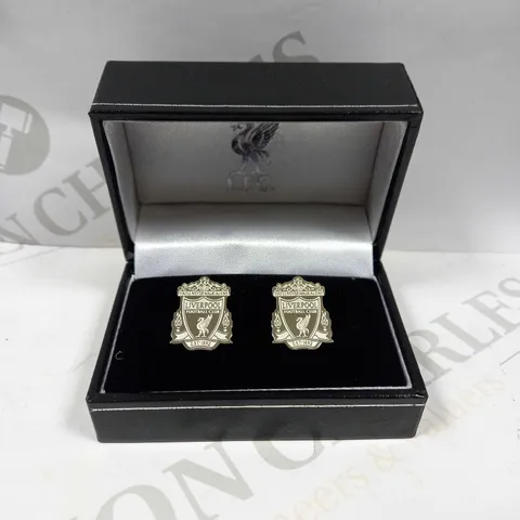 LIVERPOOL FC SILVER EFFECT CUFF LINKS & DISPLAY CASE 