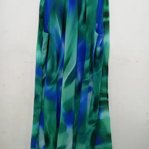 ROMAN WATERCOLOUR SWING DRESS IN GREEN/BLUE - SIZE 12