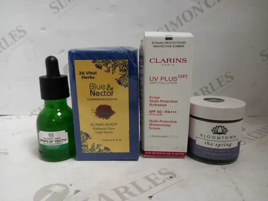 LOT OF 4 SKINCARE ITEMS, TO INCLUDE CLARINS, THE BODY SHOP, ETC