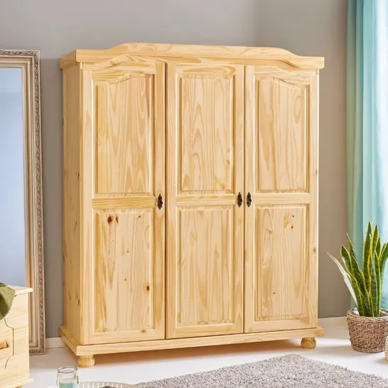 BOXED HEDDA 3-DOOR SOLID WOOD WARDROBE  - 3 BOXES