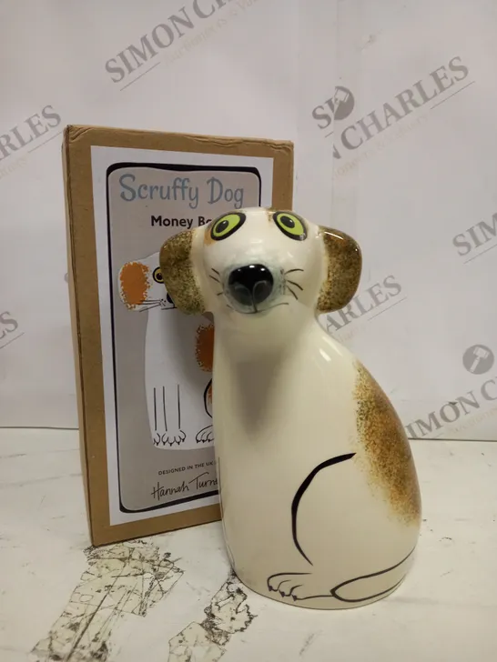 BOXED HANNAH TURNER SCRUFFY DOG MONEY BOX