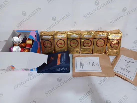 BOX TO CONTAIN 10 X ASSORTED COFFEE PRODUCTS, INCLUDES 9 X PACKS OF COFFEE & ONE BOX OF THE FLAVOURED BOX COFFEE PODS 