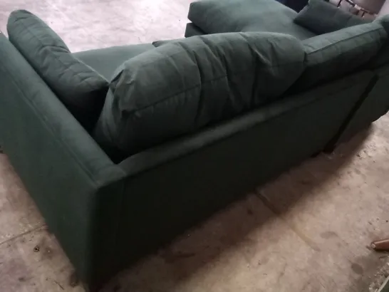 QUALITY THE LOUNGE CO DESIGNER DBL CHAISE SOFA - GREEN FABRIC