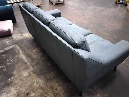 QUALITY 3 SEATER STEEL BLUE FAUX LEATHER SOFA