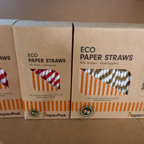 LOT OF PAPERPAK ECO PAPER STRAWS - 2 DESIGNS