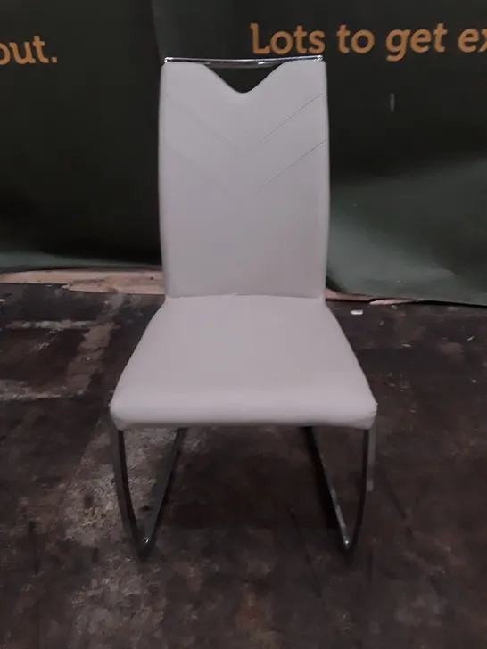 GREY LEATHER DINING CHAIR