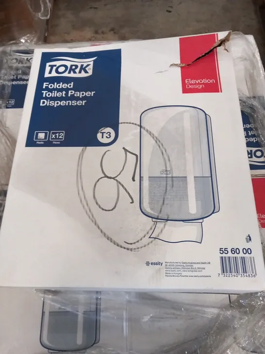 PALLET OF APPROXIMATELY 5 TORK ELEVATION DESIGN FOLDED TOILET PAPER DISPENSERS T3