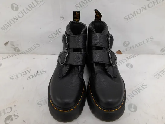 PAIR OF DR MARTENS HEART BUCKLE RAISED BOOTS IN BLACK - UK 5