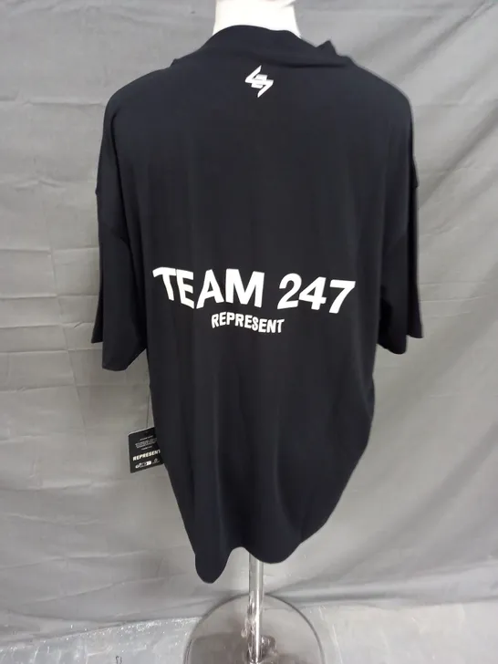 REPRESENT TEAM 247 OVERSIZED SOFT COTTON TSHIRT IN BLACK SIZE M