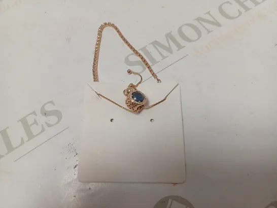 PANDORA ROSE GOLD BLUE GEMSTONE PENDANT NECKLACE