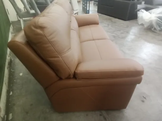 DESIGNER G PLAN MADE SEATTLE 3 SEATER SOFA - CAMBRIDGE TAN LEATHER