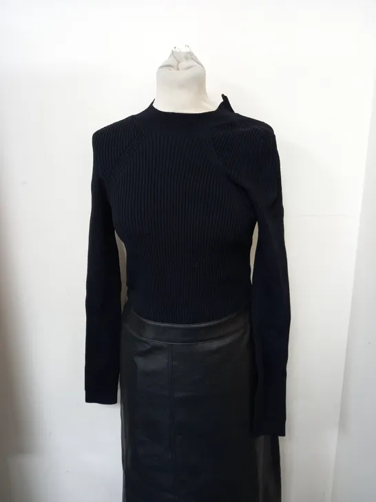 TED BAKER KNITTED BODICE DRESS IN BLACK SIZE 2