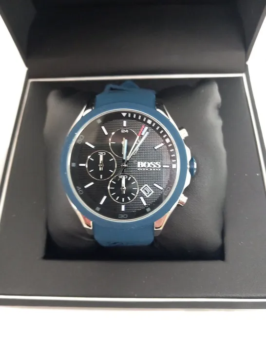 BOXED HUGO BOSS BLUE STRAP WRIST WATCH