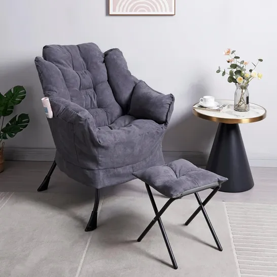 BRAND NEW BOXED PANANA GREY ARM & OTTOMAN CHAIR (1 BOX)