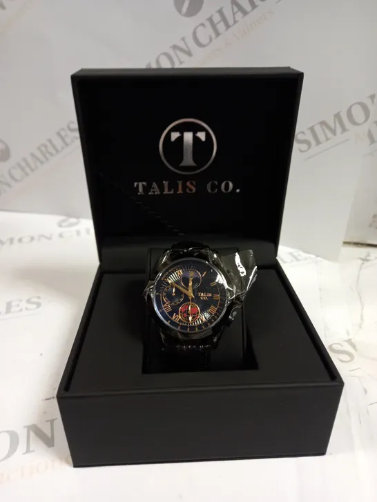 MENS TALIS CO 7120 CHRONOGRAPH WATCH – MOON PHASE MOVEMENT – GENUINE LEATHER STRAP