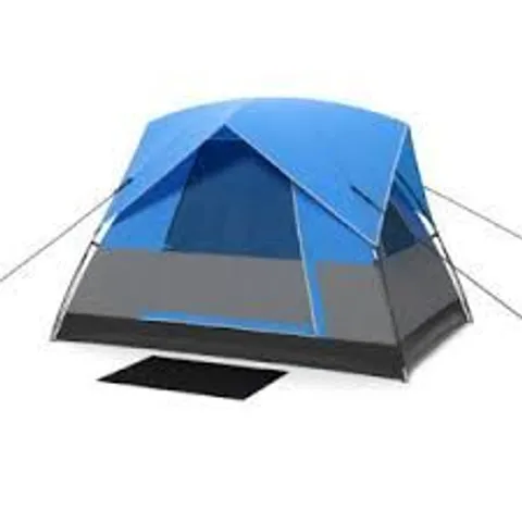 BOXED COSTWAY 3-PERSON OUTDOOR CAMPING TENT WITH REMOVABLE FLOOR MAT - BLACK & BLUE