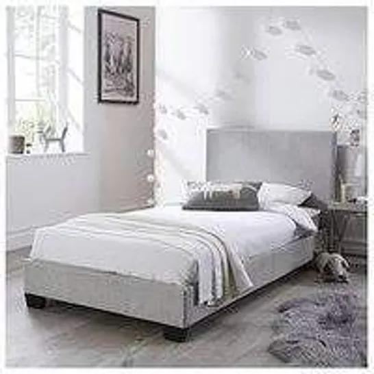 BOXED RILEY FABRIC SINGLE BED FRAME - GREY (1 BOX) [COLLECTION ONLY]