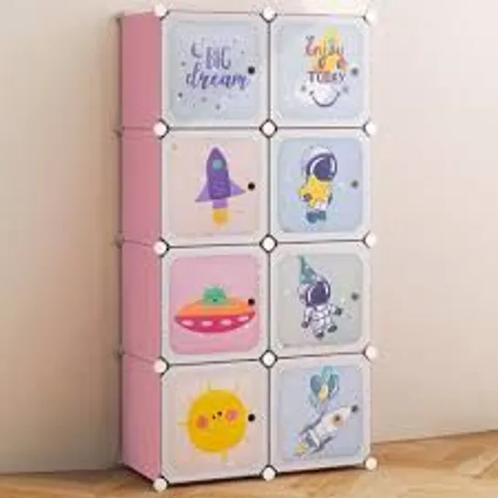 BOXED COSTWAY PINK 8 CUBE BABY CLOSET ORGANISER