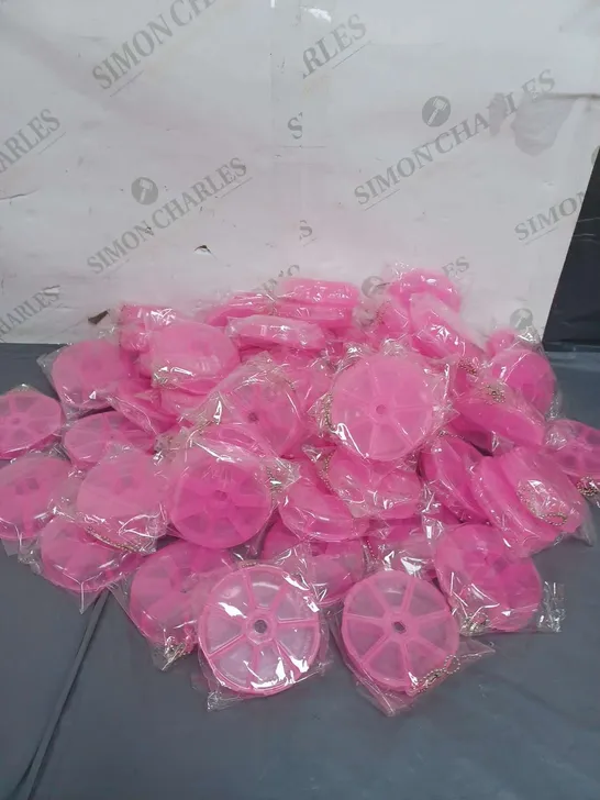 LOT OF APPROX. 30 PINK PLASTIC PILL BOXES