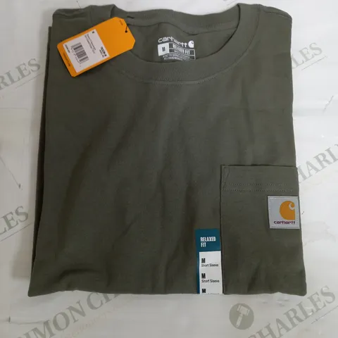 CARHARTT BULIT TO KHAKI GREEN T-SHIRT - MEDIUM