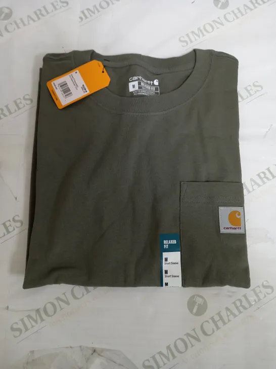 CARHARTT BULIT TO KHAKI GREEN T-SHIRT - MEDIUM