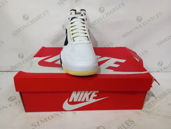 BOXED PAIR OF NIKE AIR FLIGHT LITE MID SHOES IN WHITE/BLACK/LEMON UK SIZE 8.5