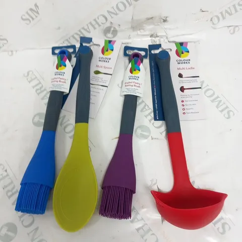 APPROXIMATELY 30 ASSORTED COLOUR WORKS UTENSILS