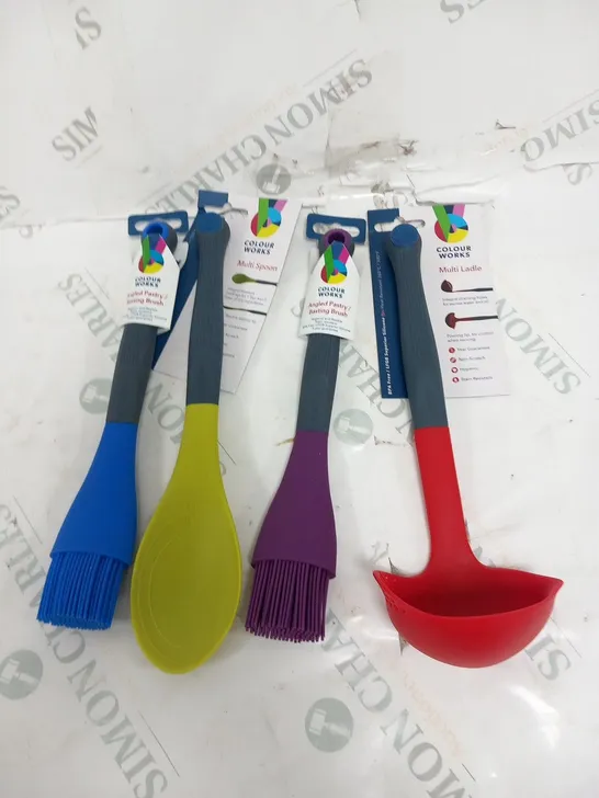 APPROXIMATELY 30 ASSORTED COLOUR WORKS UTENSILS