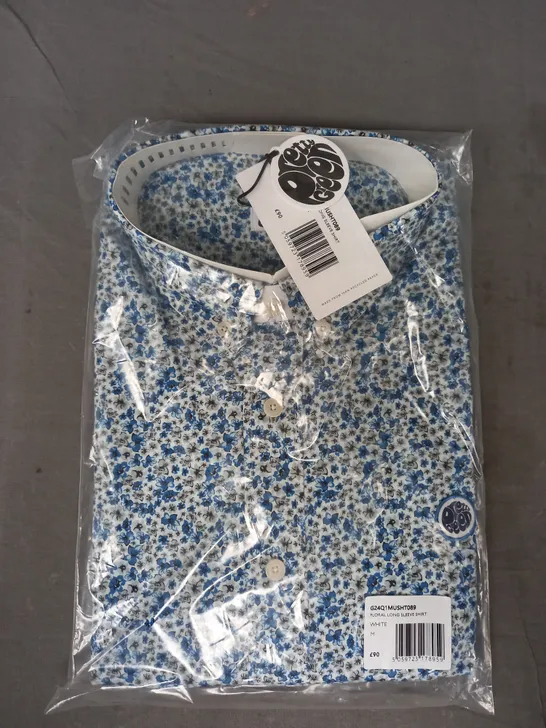 PRETTY GREEN FLORAL LONG SLEEVE SHIRT IN BLUE SIZE MEDIUM