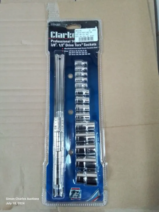 CLARKES- PROFESSIONAL 14 PIECE DRIVE TORX SOCKETS