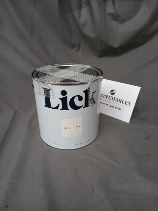 LICK HIGHLY PIGMENTED MATTE INTERIOR PAINT IN WHITE 03 - COLLECTION ONLY 