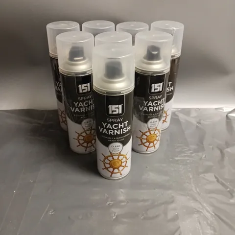 LOT OF 8 151 YACHT VARNISH CLEAR GLOSS FINISH 250ML PER CAN