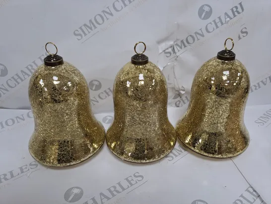 BOXED ALISON CORK SET OF 2 PRE-LIT MERCURY GLASS BELLS