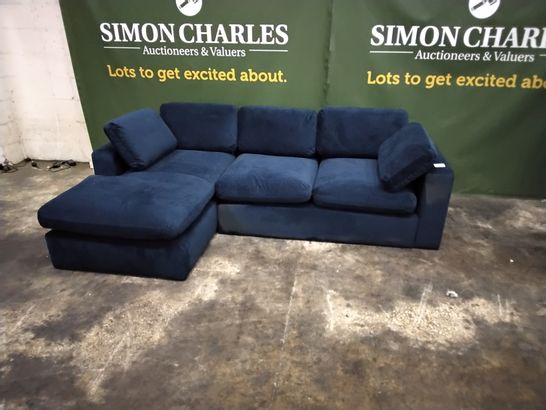 DESIGNER BLUE FABRIC CHAISE CORNER SOFA 