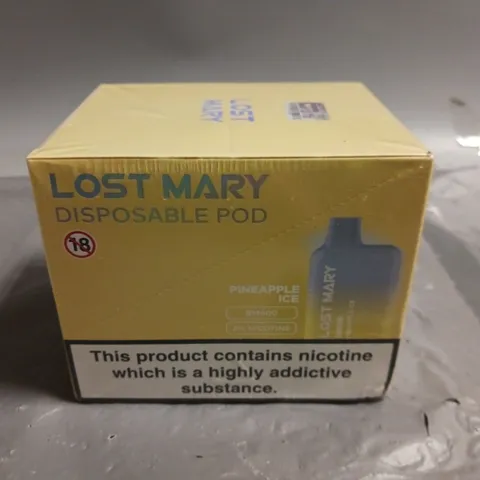 SEALED 10-PACK OF LOST MARY 2ML DISPOSABLE PODS BM600 IN PINEAPPLE ICE 