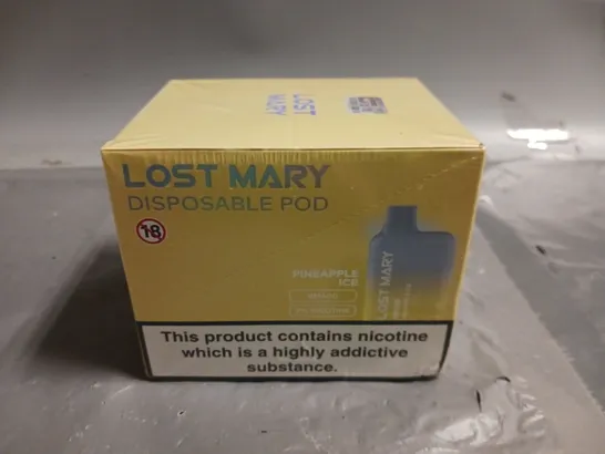 SEALED 10-PACK OF LOST MARY 2ML DISPOSABLE PODS BM600 IN PINEAPPLE ICE 