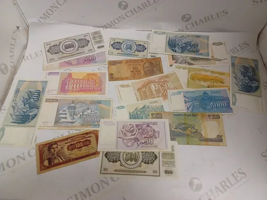 COLLECTION OF APPROX 20 ASSORTED BANK NOTES FROM VARIOUS COUNTRIES