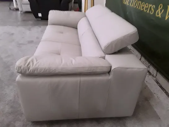 QUALITY DESIGNER 3 SEATER SOFA - IVORY LEATHER