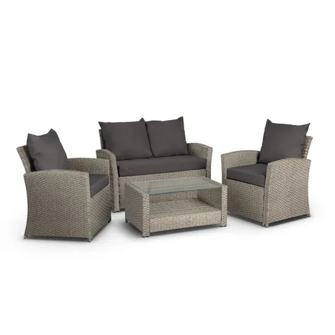 BOXED 4-PERSON GARDEN LOUNGE SET WITH CUSHIONS (2 BOXES)