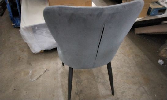 DESIGNER DARK GREY VELVET FABRIC DINING CHAIR WITH BLACK LEGS 