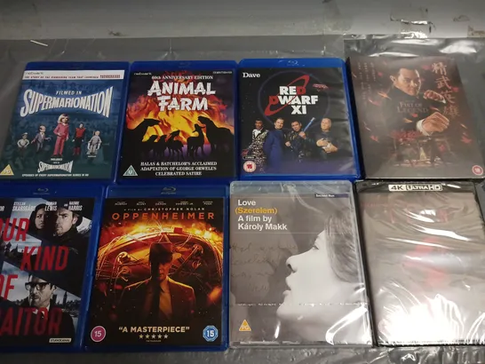 LOT OF 20 ASSORTED DVD AND BLUE RAYS TO INCLUDE OPPENHEIMER, LEON AND ANIMAL FARM