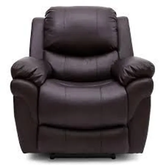 BOXED DESIGNER MADDISON BROWN FAUX LEATHER POWER RECLINING ARMCHAIR 