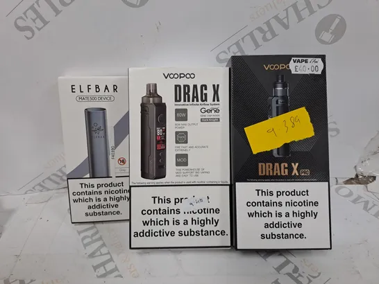 APPROXIMATELY 20 VAPES & E-CIGARETTES TO INCLUDE - VOOPOO DRAG X - ELF BAR MAT500 - VOOPOO DRAG X ECT