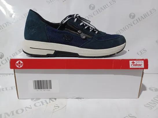 BOXED PAIR OF RIEKER LACE TRAINERS IN NAVY UK SIZE 6.5