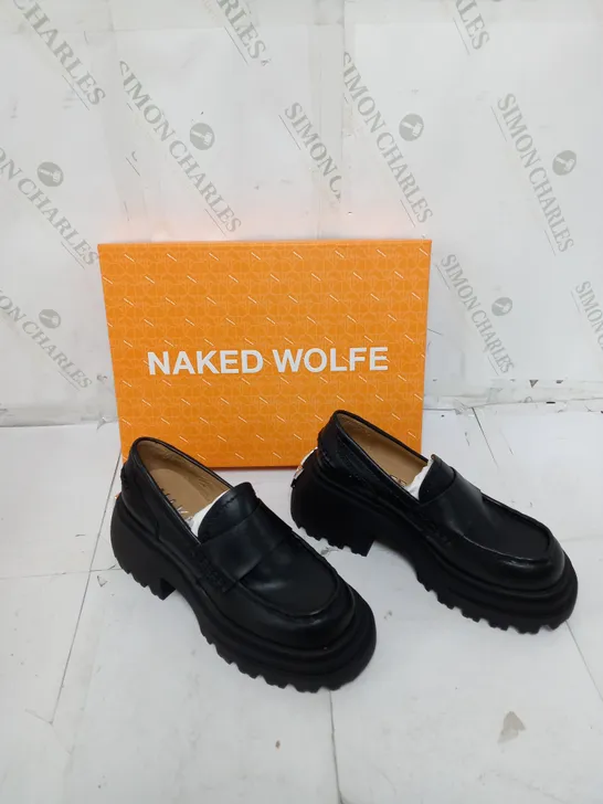 BOXED PAIR OF NAKED WOLFE SWISH BLACK UK 5.5