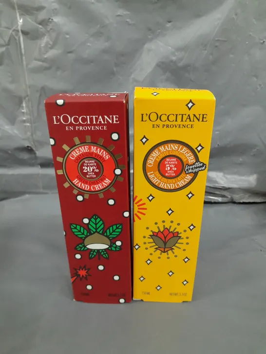 2 X BOXED L'OCCITANE HAND CREAM SETS 